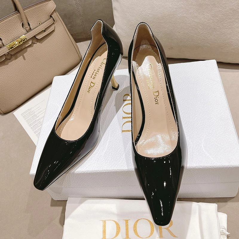 Affordable 891 Dior D-Fame Pumps Women Patent Leather Black - Image 3