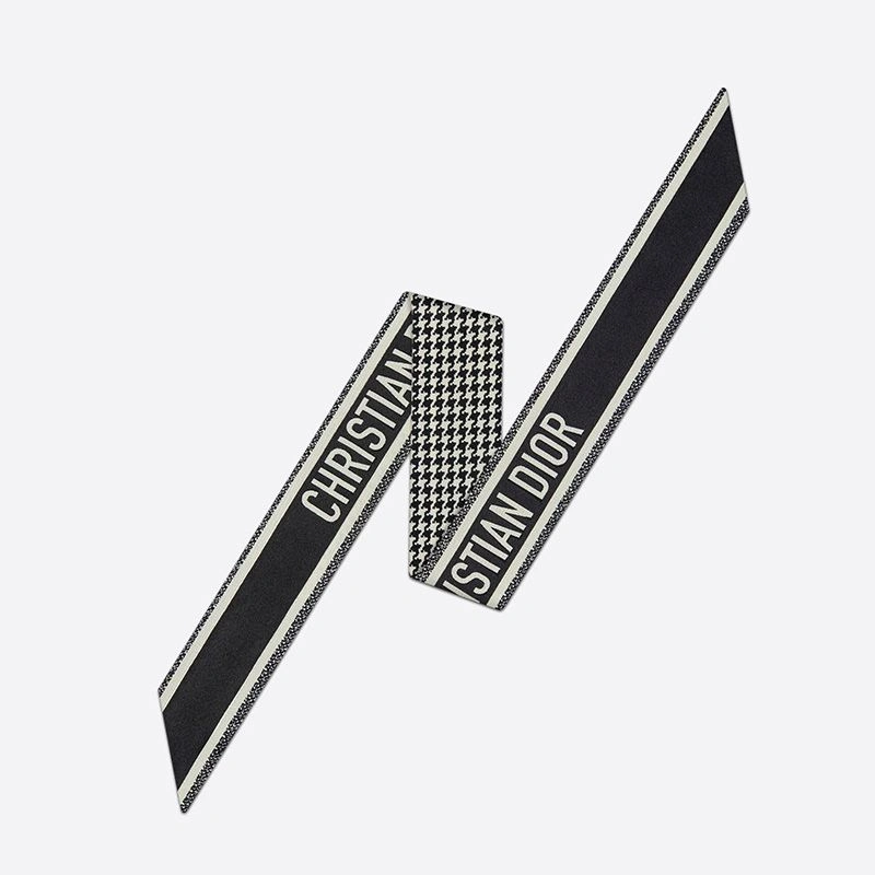 AllSeason 7827 Dior Mitzah Twill 30 Montaigne Houndstooth Motif Silk Black - Image 3