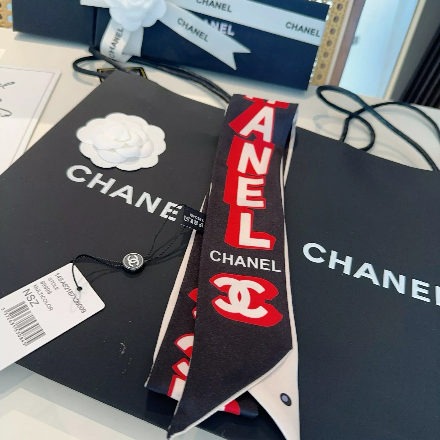 Chanel Silk Scarf Lightweight 4008
