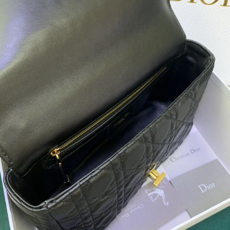 Two remov Christian Dior Medium Caro Bag Black Supple Cannage Calfskin - Image 11
