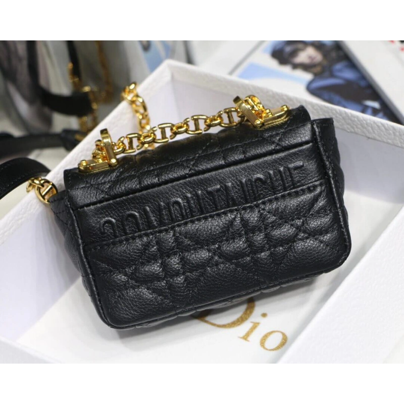 13 x 8 x Christian Dior Micro Caro Bag Black Supple Cannage Calfskin - Image 7