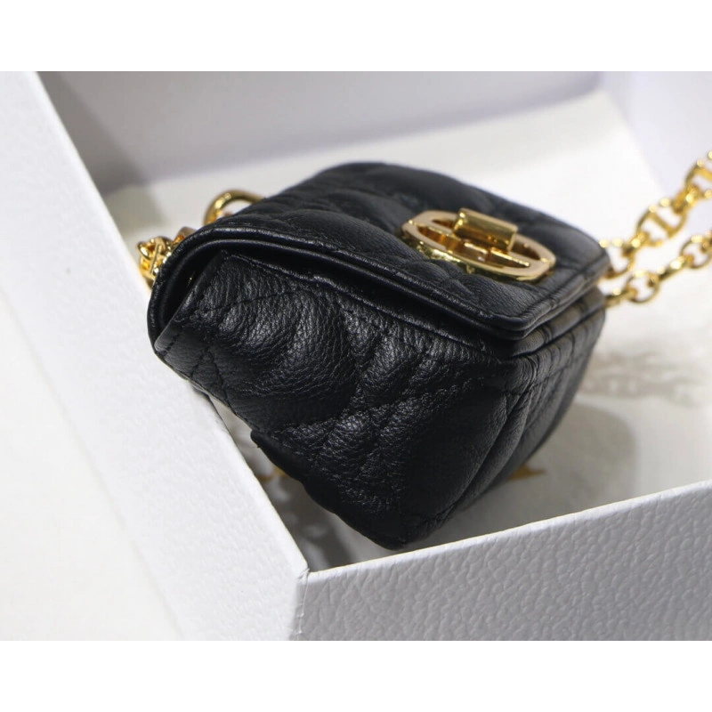 13 x 8 x Christian Dior Micro Caro Bag Black Supple Cannage Calfskin - Image 8