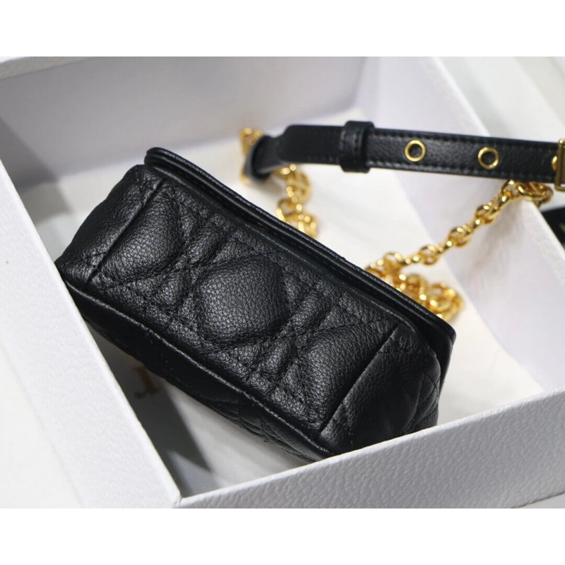 13 x 8 x Christian Dior Micro Caro Bag Black Supple Cannage Calfskin - Image 9