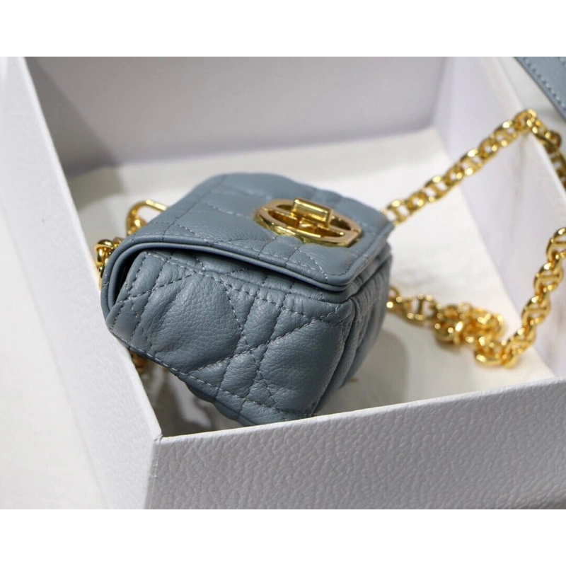 Removable Christian Dior Micro Caro Bag Cloud Blue Supple Cannage Calfskin - Image 7