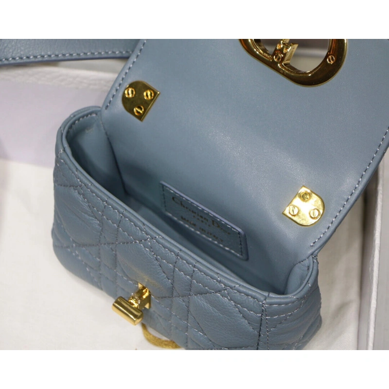 Removable Christian Dior Micro Caro Bag Cloud Blue Supple Cannage Calfskin - Image 9