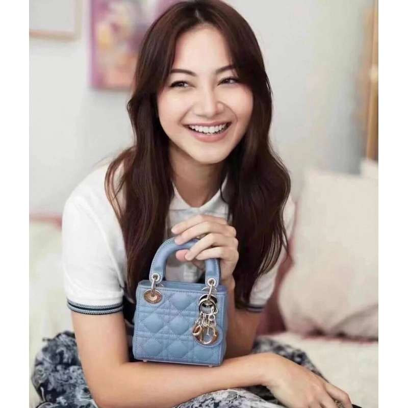 1 interio Christian Dior Micro Lady Dior Bag Cloud Blue Cannage Lambskin - Image 4