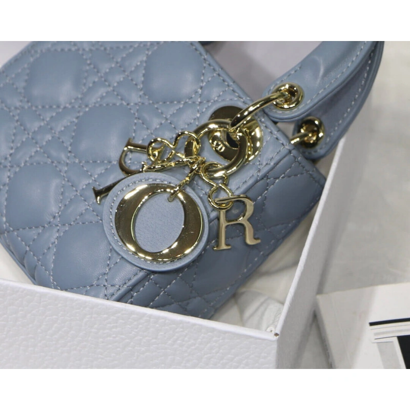1 interio Christian Dior Micro Lady Dior Bag Cloud Blue Cannage Lambskin - Image 5