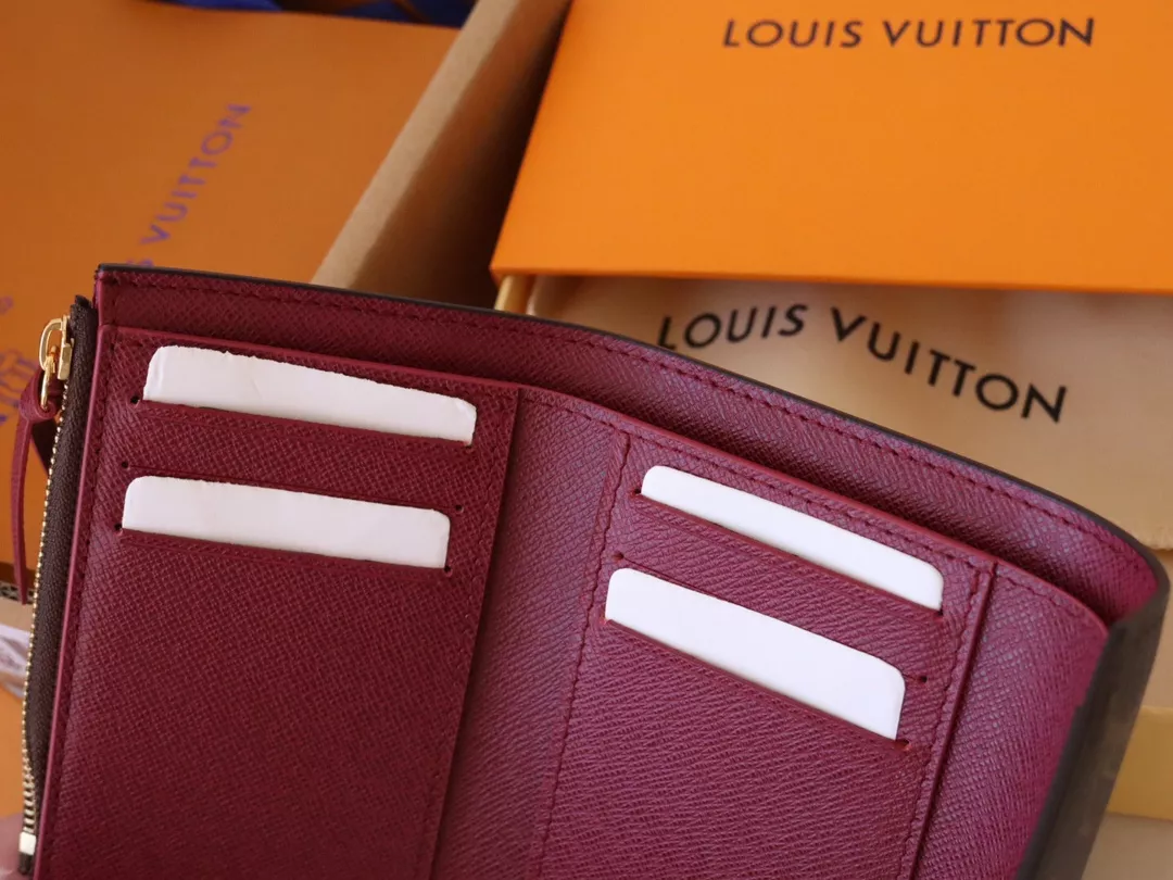 Comfortable 958 Louis Vuitton AAA Quality Wallets In Burgundy - Image 7
