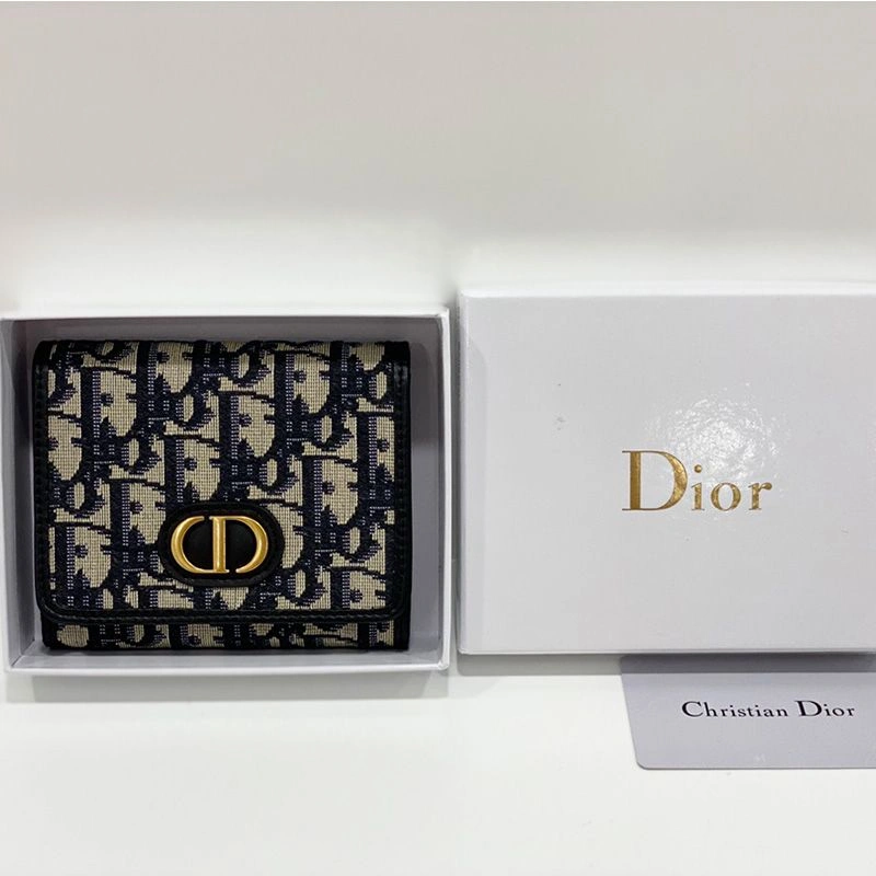 Dior 30 Montaigne Lotus Wallet Oblique Motif Canvas Black Fashionable 313 - Image 3