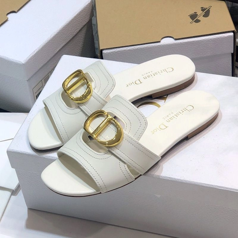 Dior 30 Montaigne Slides Women Calfskin White WellDesigned 5499 - Image 3