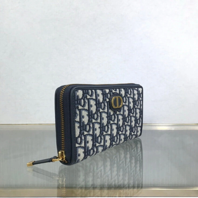 Blue Dior Dior 30 Montaigne Wallet Blue Oblique Jacquard - Image 4