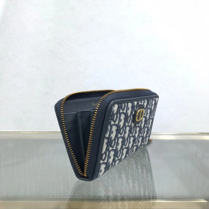 Blue Dior Dior 30 Montaigne Wallet Blue Oblique Jacquard - Image 8