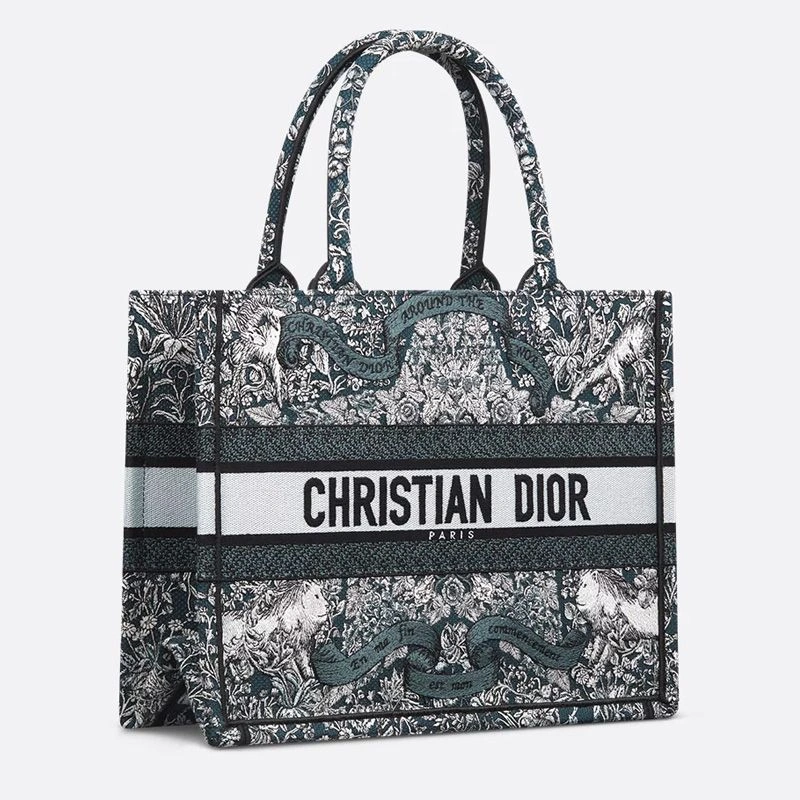 Dior Book Tote In Flowers Around the World Motif Canvas Blue Trendy 9272 - Image 3