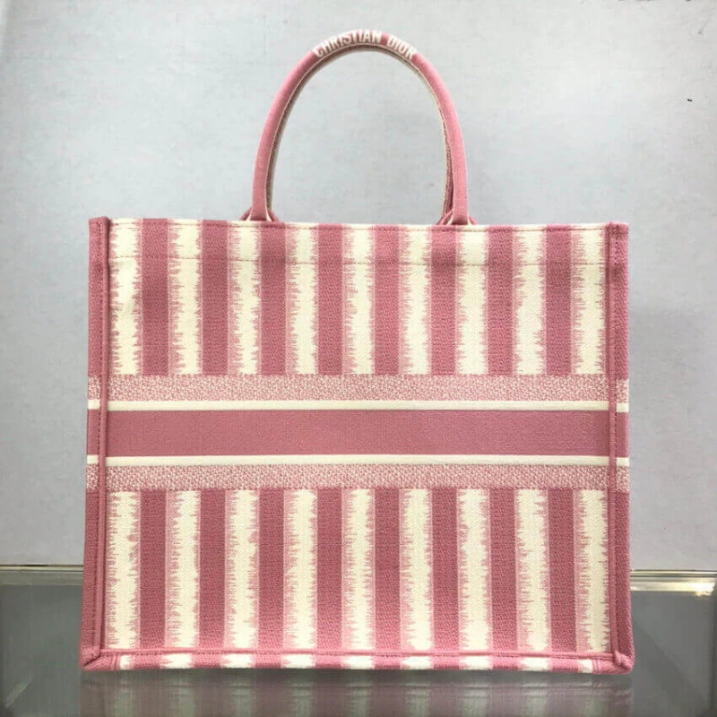 The Dior B Dior Book Tote Pink D-Stripes Embroidery - Image 3