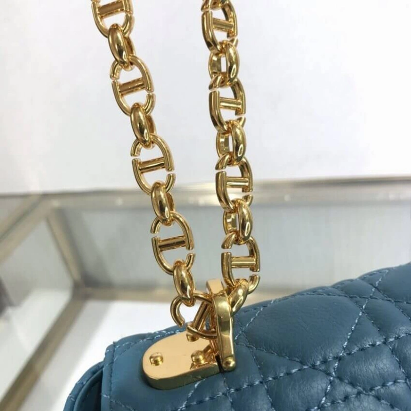 Interior Dior Large Caro Bag Ocean Blue Supple Cannage Calfskin - Image 6