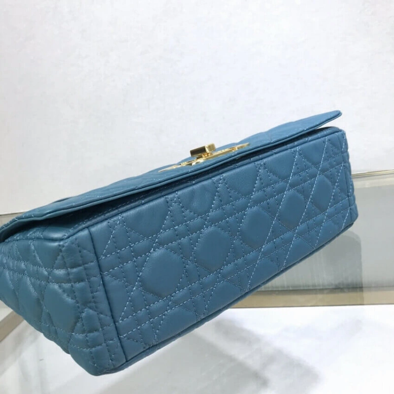 Interior Dior Large Caro Bag Ocean Blue Supple Cannage Calfskin - Image 7