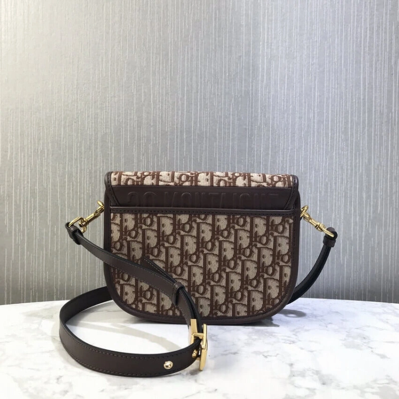 Back pock Dior Medium Bobby Bag Brown Oblique Jacquard - Image 5