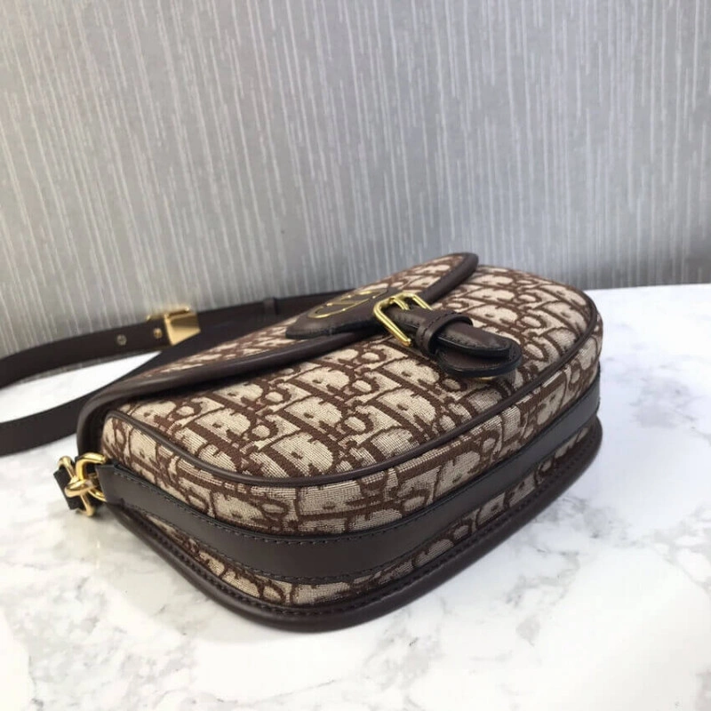 Back pock Dior Medium Bobby Bag Brown Oblique Jacquard - Image 10