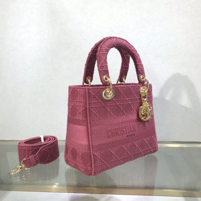 The Lady D Dior Medium Lady D-Lite Bag Mallow Rose Cannage Embroidered - Image 8