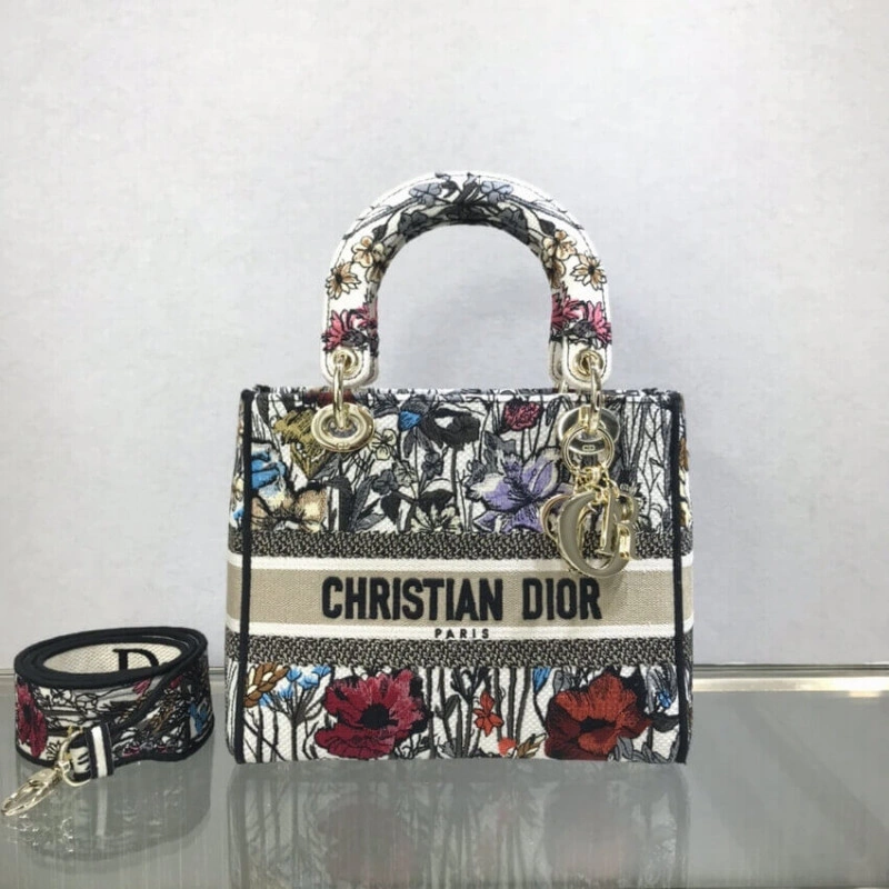 Can be ca Dior Medium Lady D-Lite Bag Multicolor Mille Fleurs Embroidery - Image 5