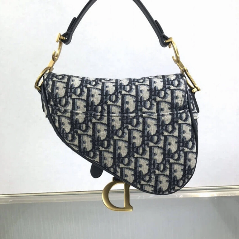 21 x 18 x Dior Mini Saddle Bag Blue Oblique Jacquard - Image 6