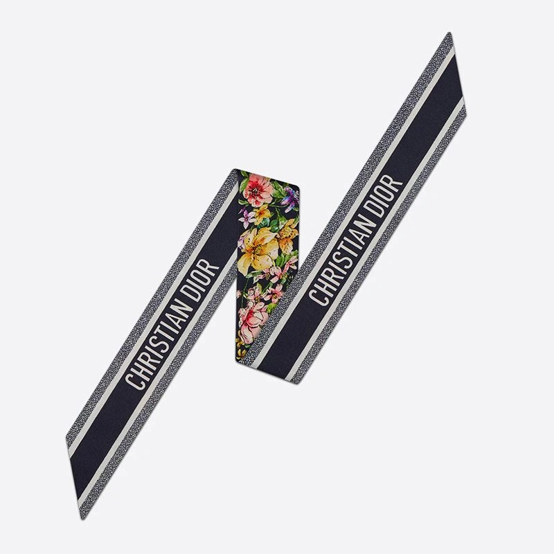 Dior Mitzah Twill D-Floral Motif Silk Navy Blue DailyWear 9434 - Image 3
