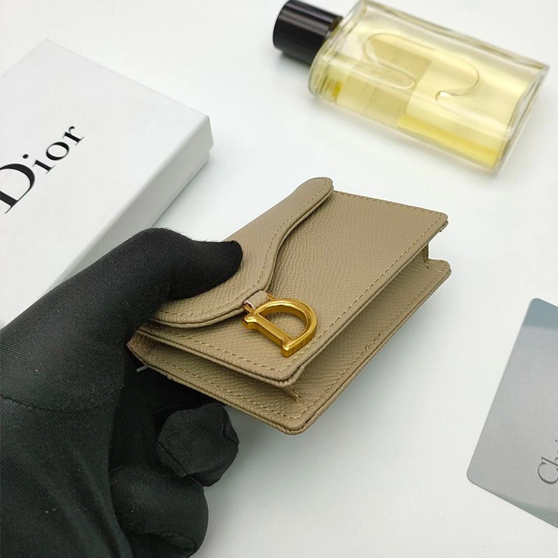 Dior Saddle Bloom Card Holder In Grained Calfskin Khaki HighQuality 8399 - Image 3