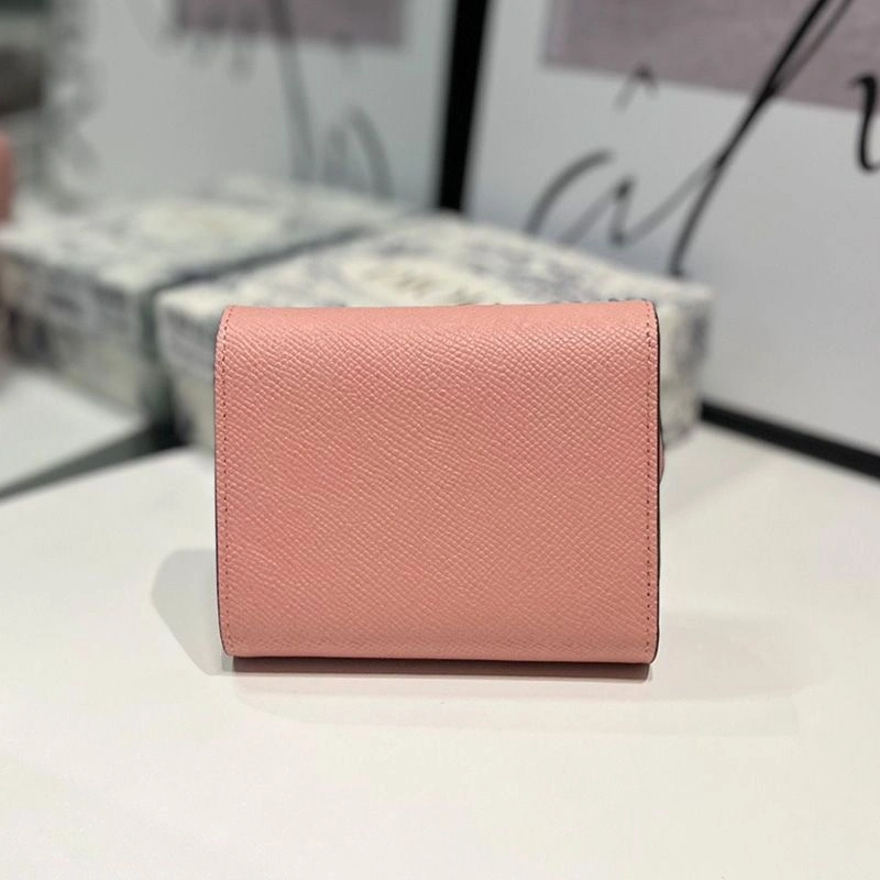 Dior Saddle Trifold Wallet In Grained Calfskin Pink UrbanStyle 1448 - Image 3