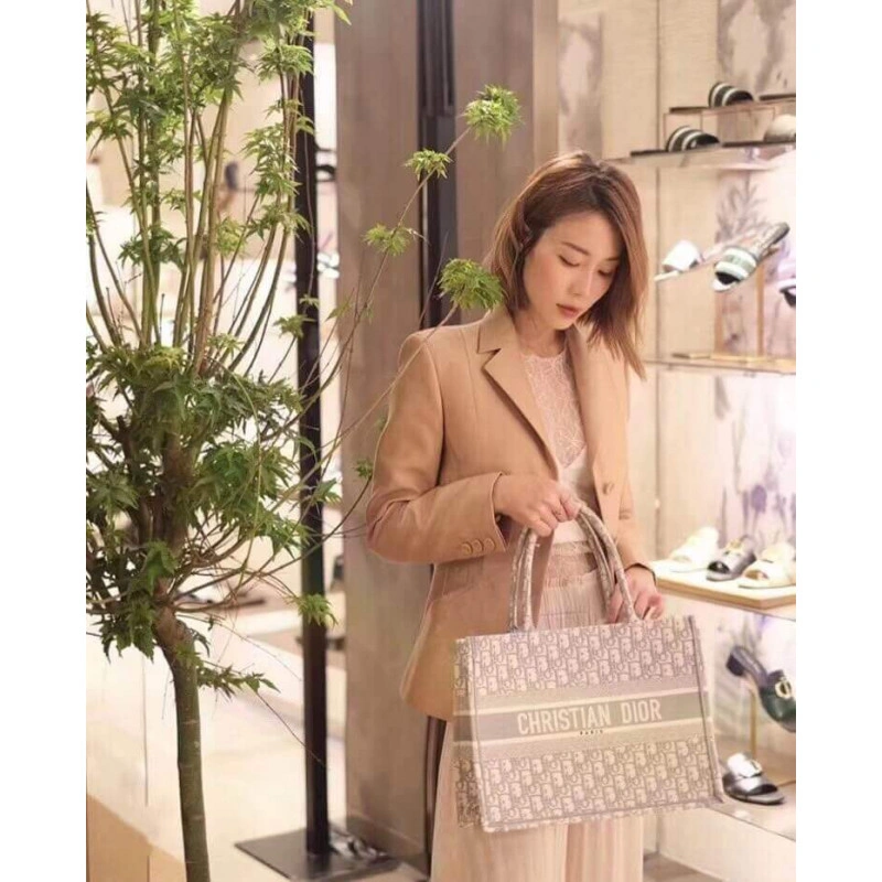 May be ca Dior Small Book Tote Grey Oblique Embroidery - Image 5