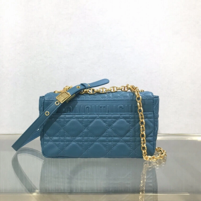 Flap clos Dior Small Caro Bag Ocean Blue Supple Cannage Calfskin - Image 5
