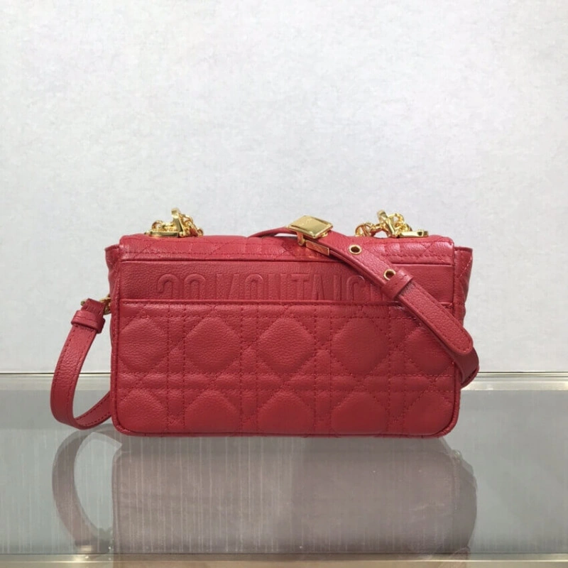 Flap clos Dior Small Caro Bag Red Supple Cannage Calfskin - Image 4