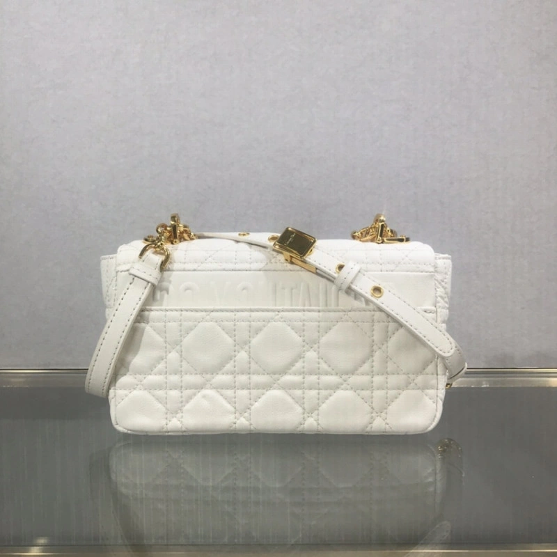 20 x 12 x Dior Small Caro Bag White Supple Cannage Calfskin - Image 4