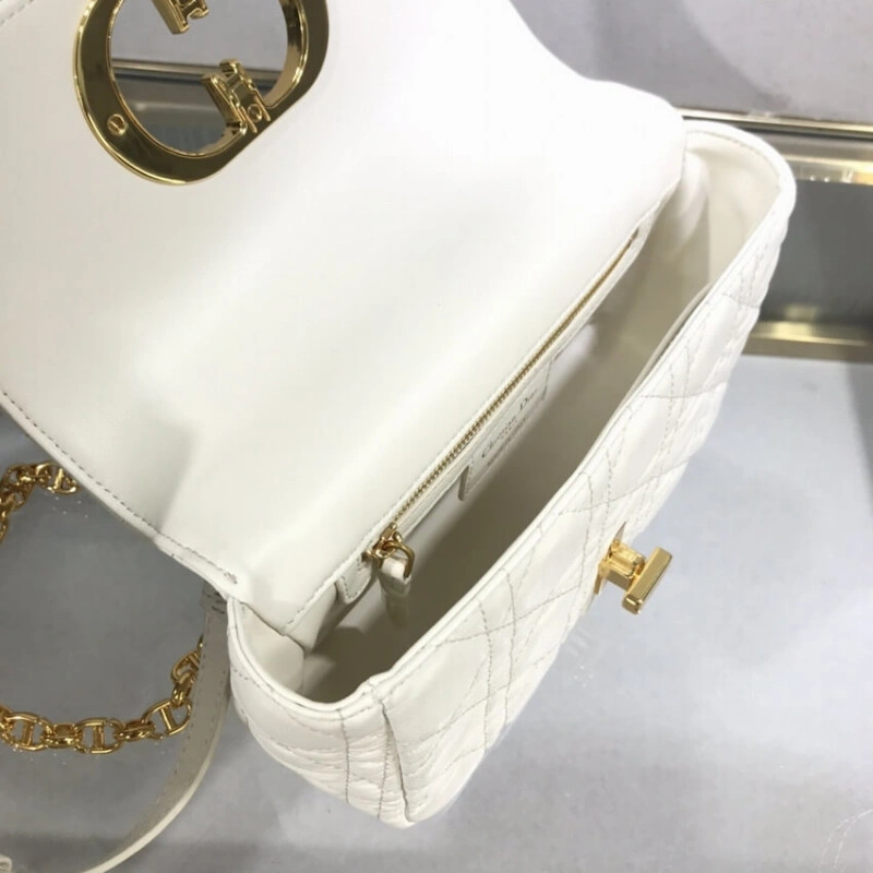 20 x 12 x Dior Small Caro Bag White Supple Cannage Calfskin - Image 10