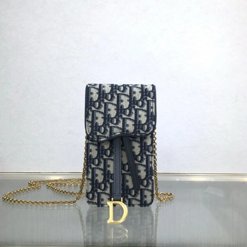 Removable Dior Vertical Saddle Pouch Blue Oblique Jacquard - Image 7