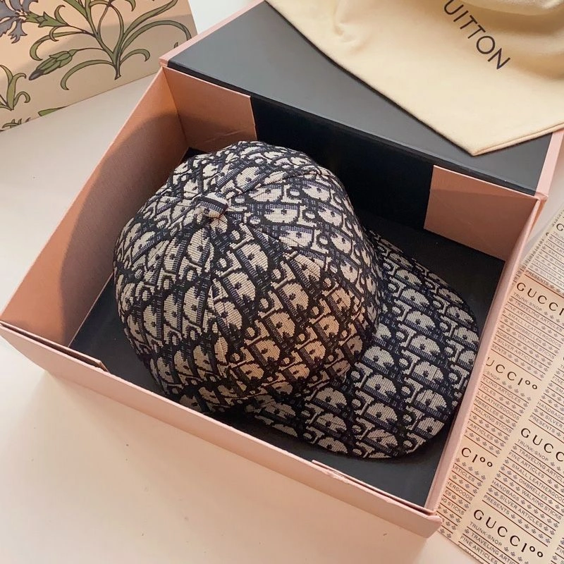 GoodFit 5899 Dior Baseball Cap Oblique Motif Canvas Navy Blue - Image 3