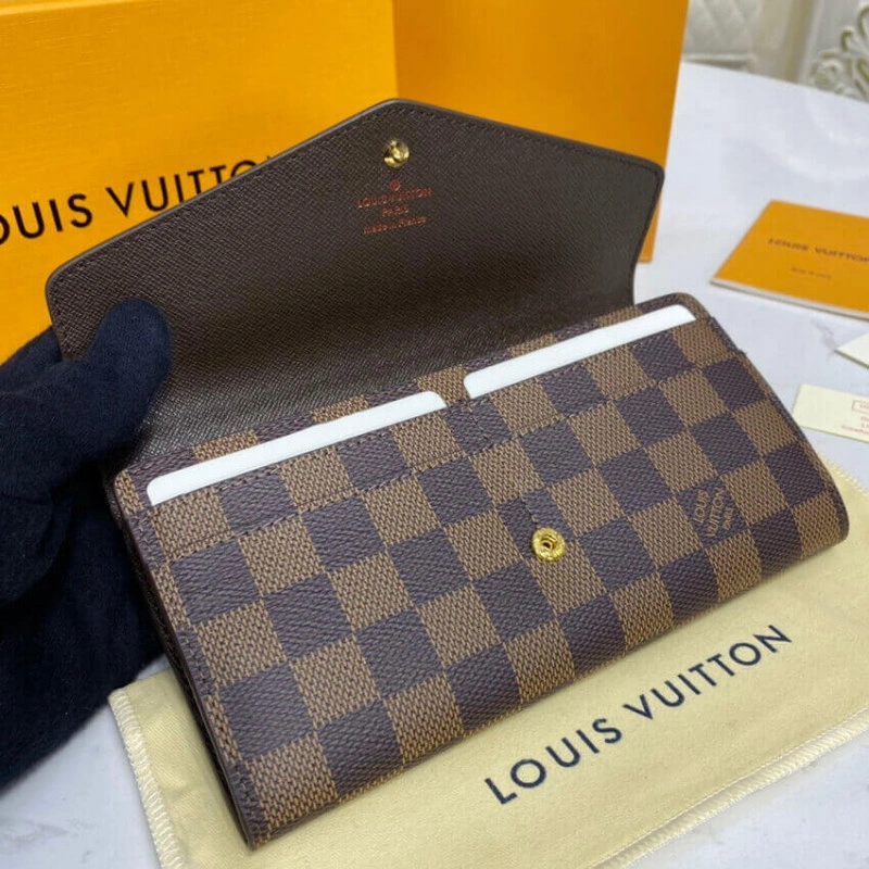 Press stu Louis Vuitton Damier Ebene Sarah Wallet Brown - Image 7