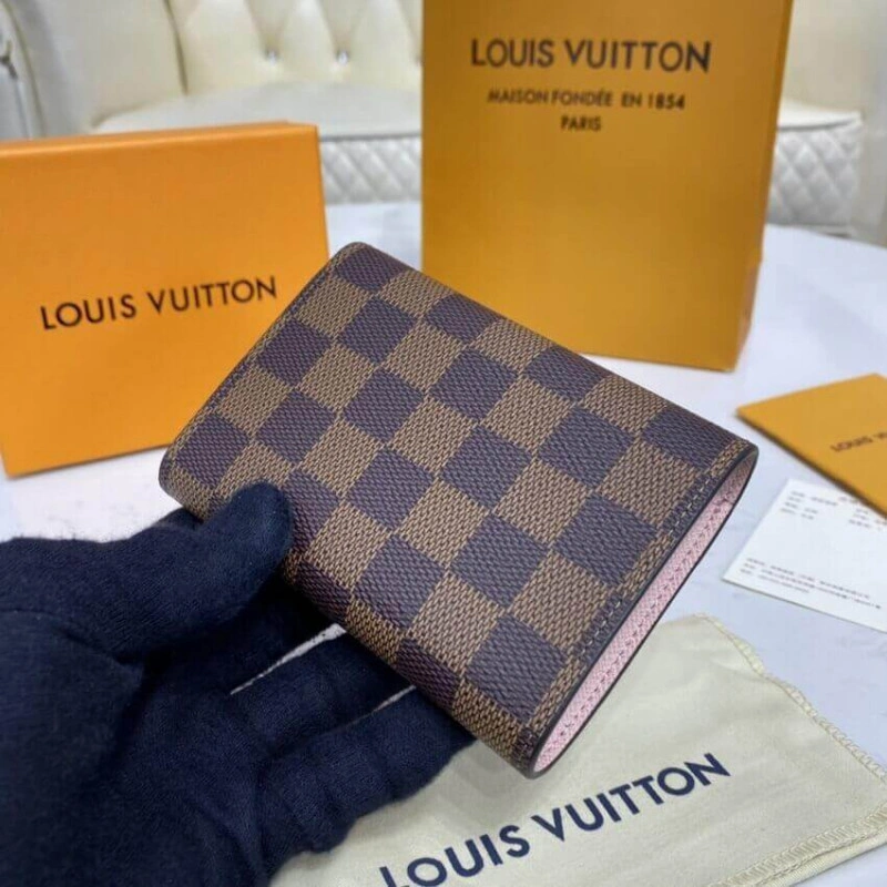 Grained c Louis Vuitton Damier Ebene Victorine Wallet Pink - Image 3