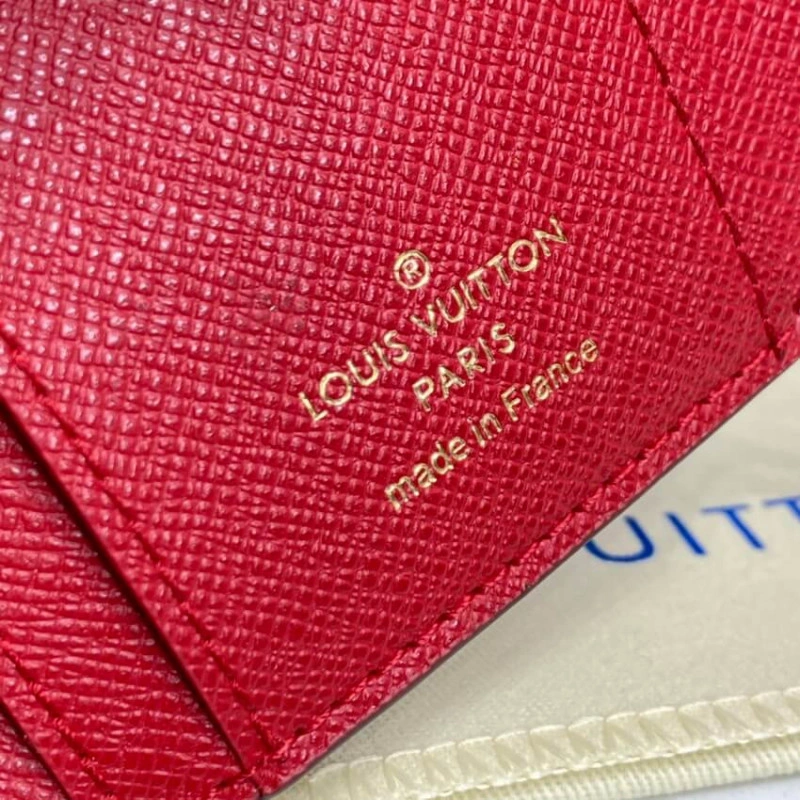  Coqu Louis Vuitton Damier Ebene Zoe Wallet Red - Image 9