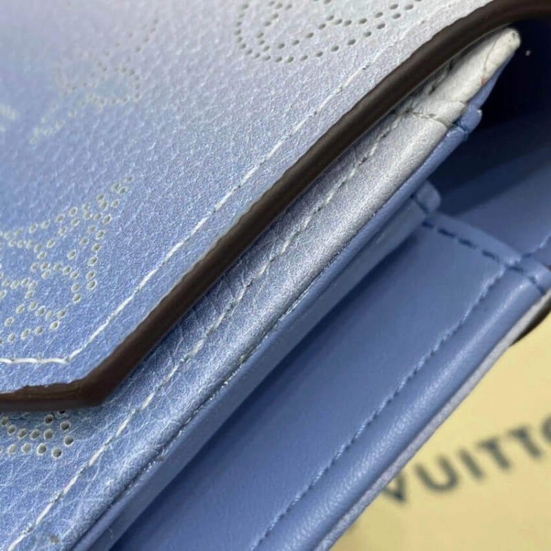 2 large c Louis Vuitton Iris Wallet in Blue Gradient Mahina Perforated Leather - Image 5