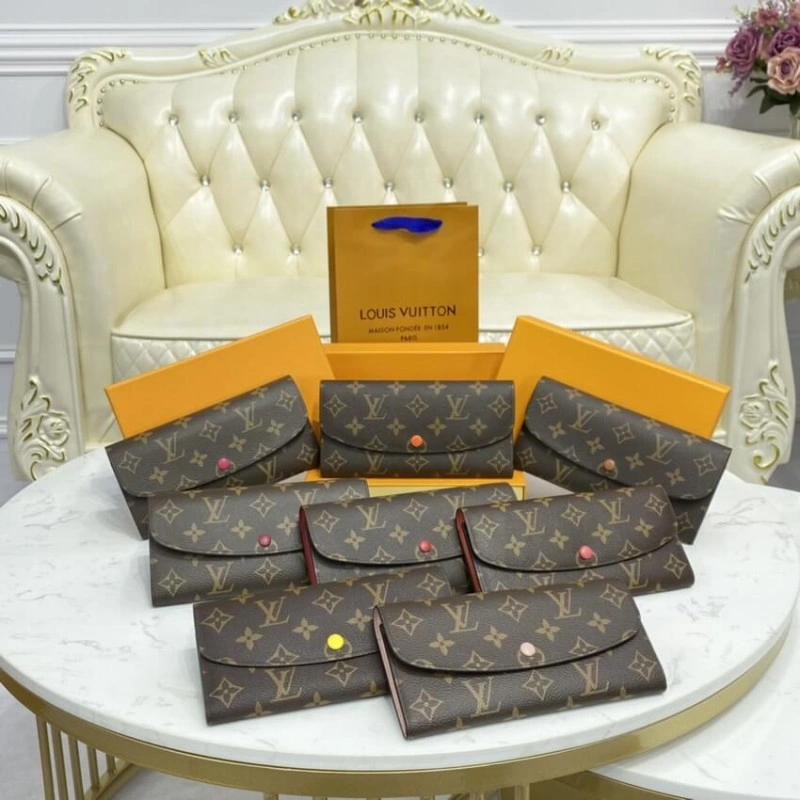 1 large g Louis Vuitton Monogram Canvas Emilie Wallet Brown - Image 11