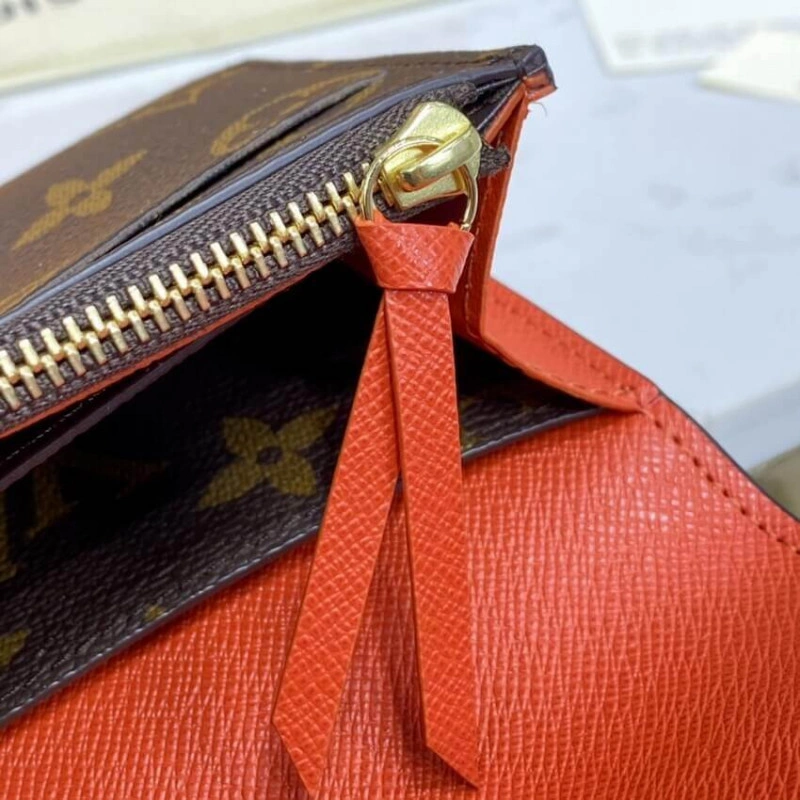 4 credit Louis Vuitton Monogram Canvas Emilie Wallet Orange - Image 8