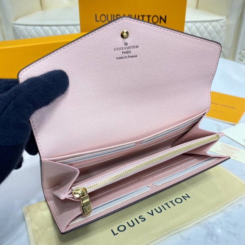 Inside fl Louis Vuitton Monogram Cavas Sarah Wallet Pink - Image 8