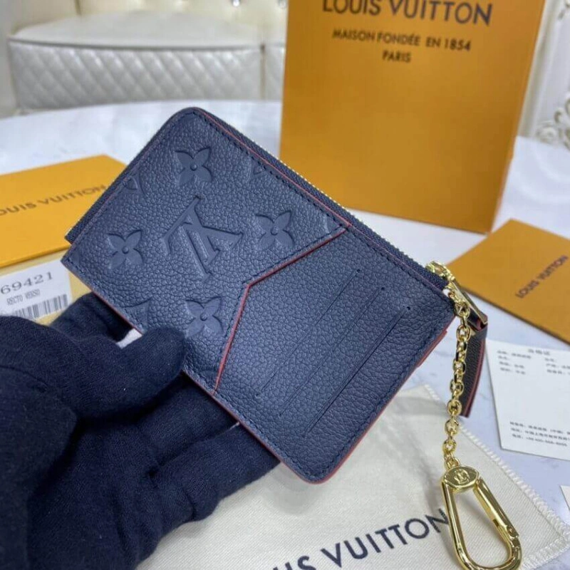 3 card sl Louis Vuitton Monogram Empreinte Card Holder Recto Verso Blue - Image 4