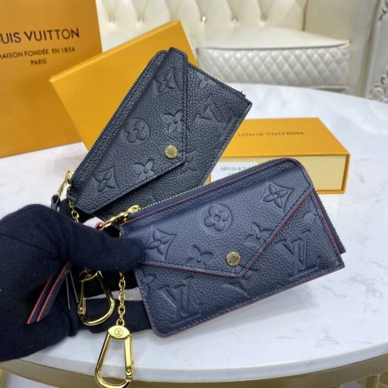 3 card sl Louis Vuitton Monogram Empreinte Card Holder Recto Verso Blue - Image 11