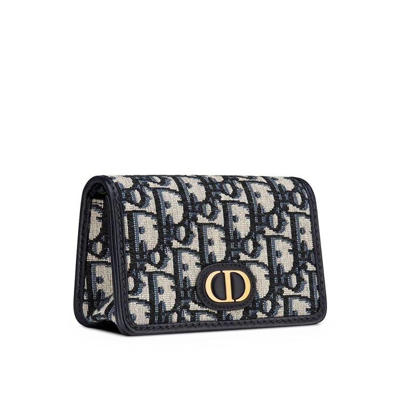 Popular 9892 Nano Dior 30 Montaigne Chain Pouch In Oblique Motif Canvas Blue - Image 3