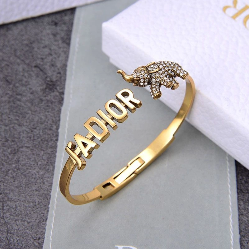 TopPick 8998 J'Adior Cuff Bracelet Antique Metal and White Crystals Gold - Image 3