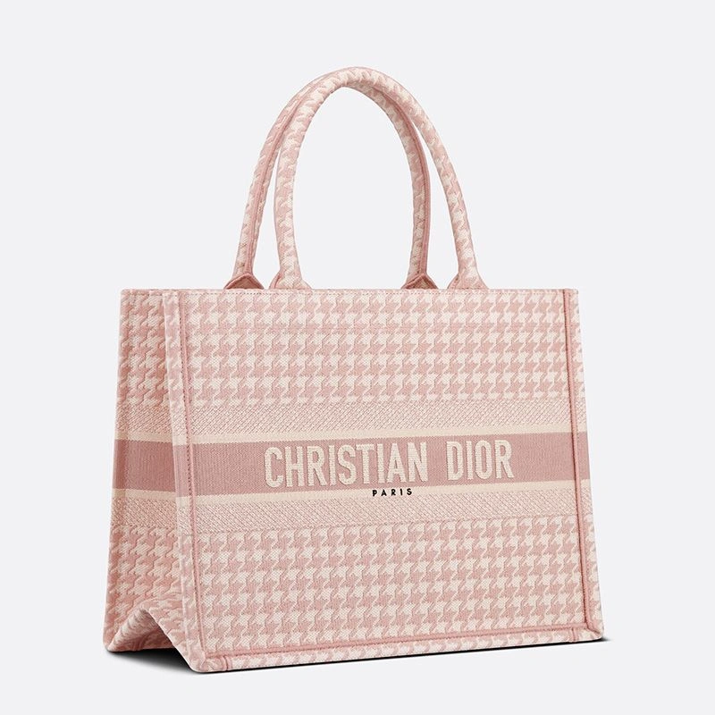 WellDesigned 4065 Dior Book Tote In Macro Houndstooth Motif Canvas Cherry - Image 3