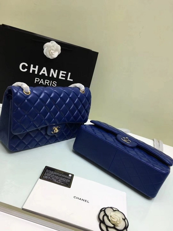 BestValue CHANEL 1112 Blue Large Size 30cm Lambskin Leather Flap Bag With Gold Silver Hardware 840 - Image 3