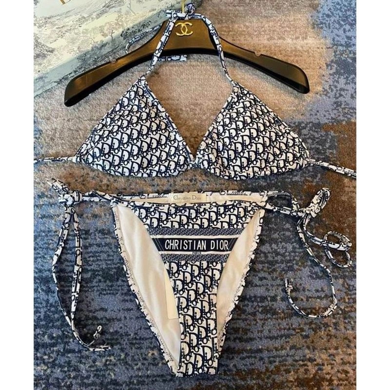 Christian Dior Bikini Women Oblique Motif Lycra Blue - Image 3