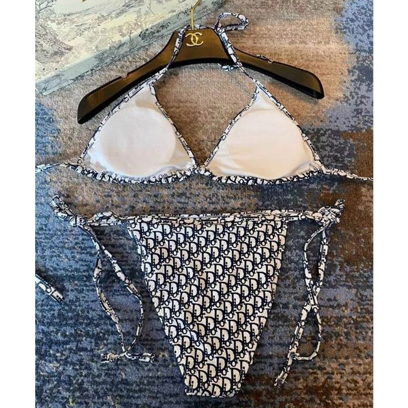 Christian Dior Bikini Women Oblique Motif Lycra Blue - Image 4